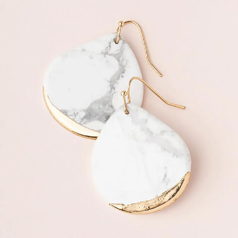 Scout Curated Wears : Stone Dipped Teardrop Earring - Howlite/Gold