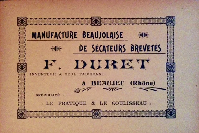 (Wine - Rhone) Duret, F. Manufacture Beaujolaise de Sécateurs Brevetés.