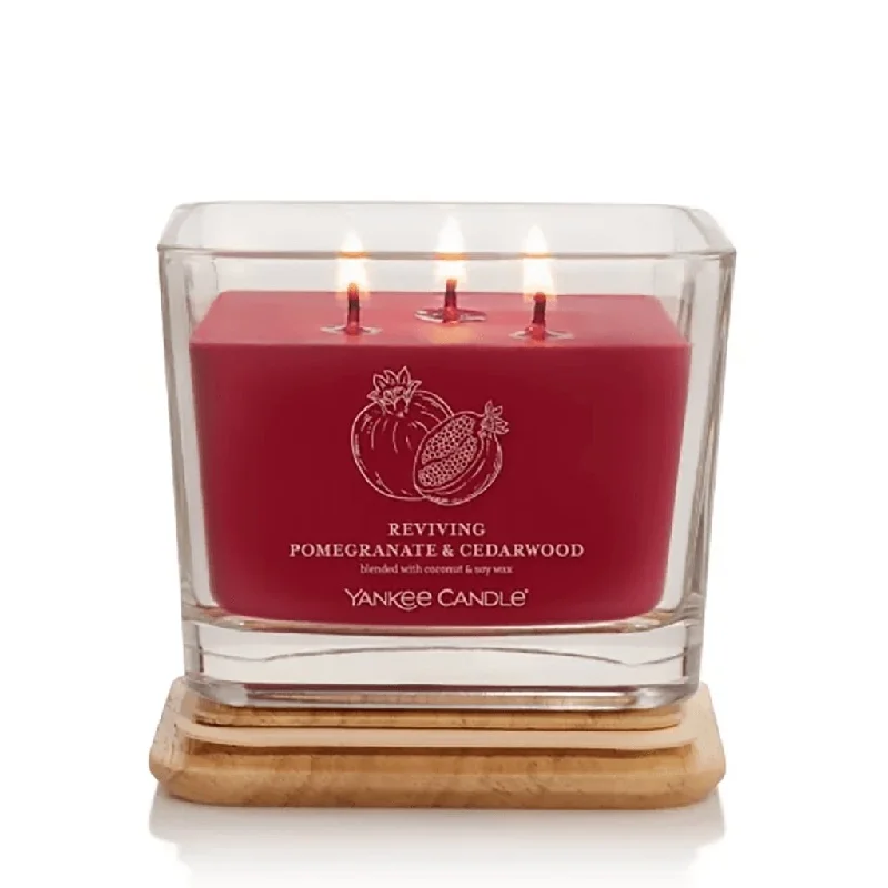 Yankee Candle : Well Living Collection - Medium Square Candle in Reviving Pomegranate & Cedarwood