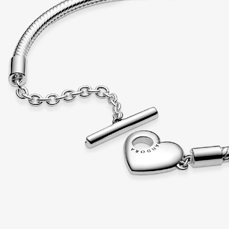 PANDORA : Pandora Moments Heart T-Bar Snake Chain Bracelet