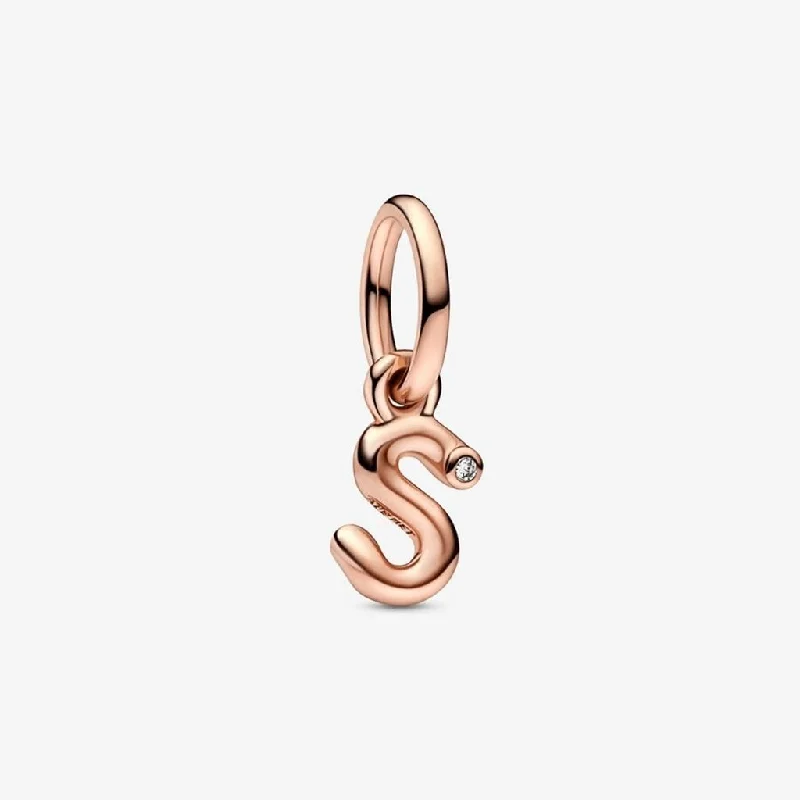 PANDORA : Letter S Script Alphabet Dangle Charm