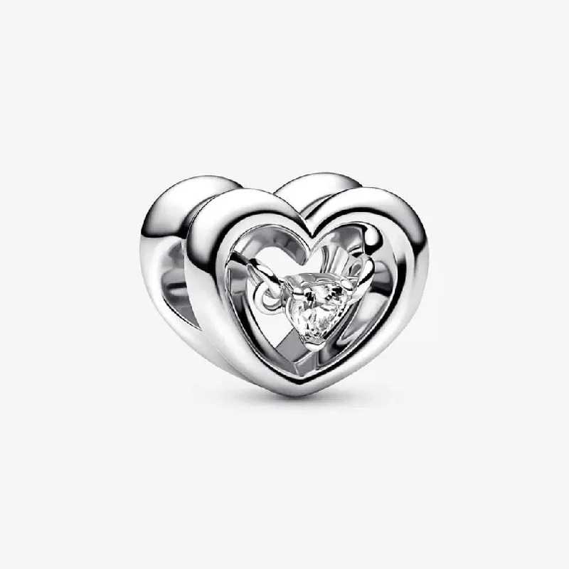 PANDORA : Radiant Heart & Floating Stone Charm