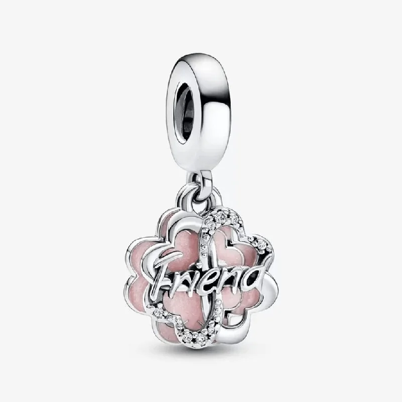 PANDORA : Four-leaf Clover Friendship Double Dangle Charm