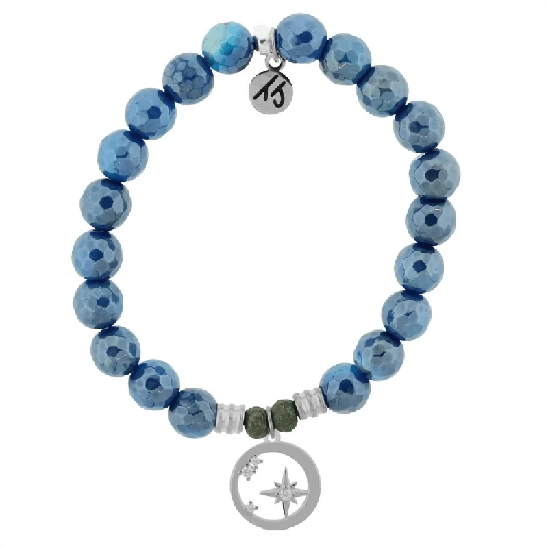 T. Jazelle : Blue Agate Stone Bracelet with What Is Meant To Be Sterling Silver Charm