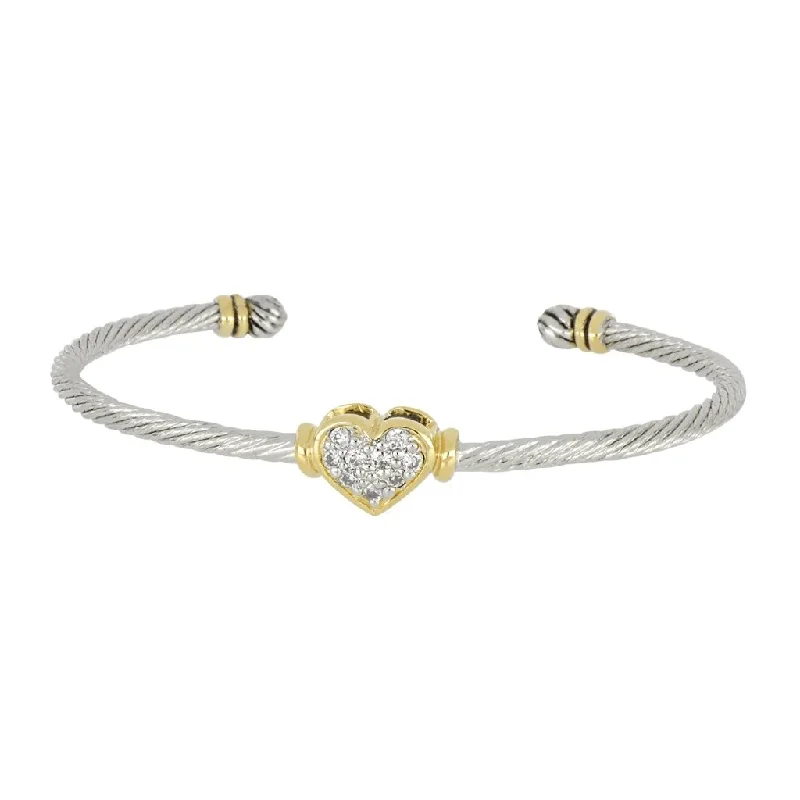 John Medeiros : Celebration Petite Pave Heart Wire Cuff Bracelet