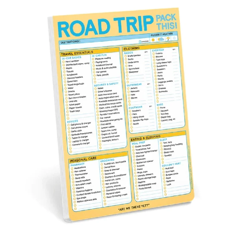 Knock Knock : Road Trip Packing List Pad