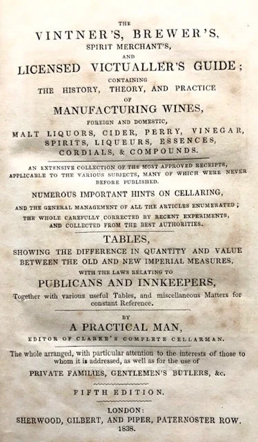 (Cocktails) [Wetton, W.]. The Vintner's, Brewer's, Spirit Merchant's and Licensed Victualler's Guide