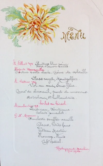 Restaurant Martin Menu