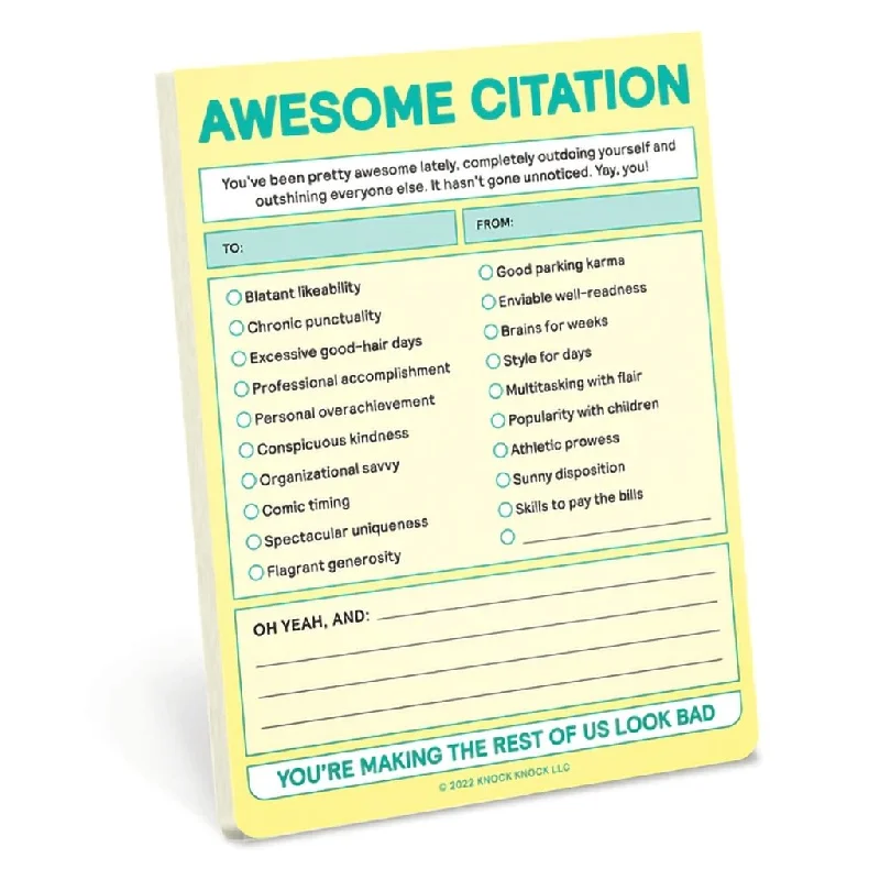 Knock Knock : Awesome Citation Nifty Note Pad (Pastel Version)