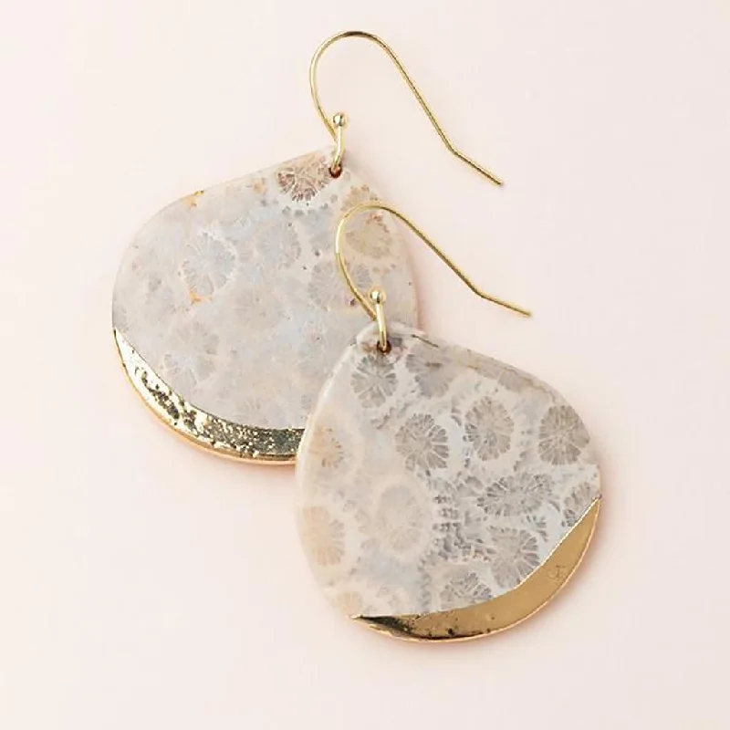 Scout Curated Wears : Stone Dipped Teardrop Earring - Fossil Coral/Gold