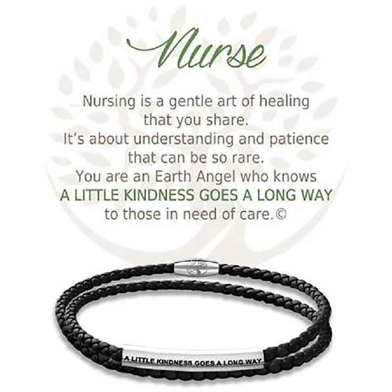 Earth Angel : Nurse Black Leather Bracelet