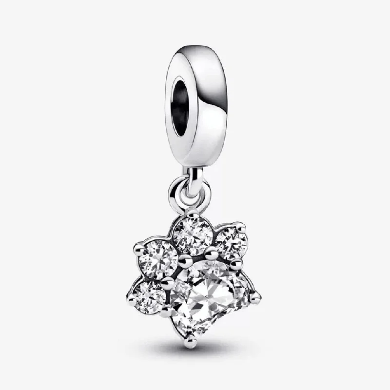 PANDORA : Sparkling Pet Paw Print Dangle Charm