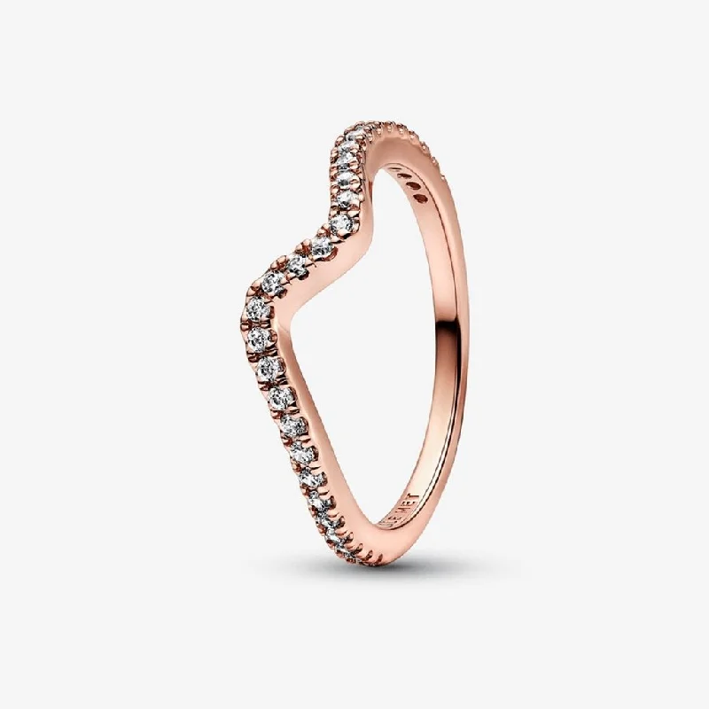 PANDORA : Sparkling Wave Ring - Rose Gold Plated