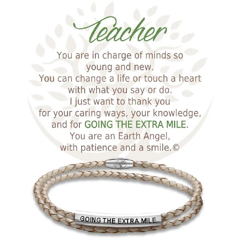 Earth Angel : Teacher Champagne Leather Bracelet