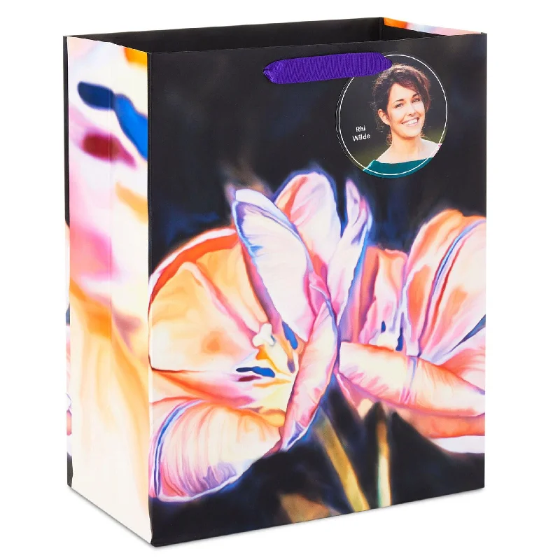 Hallmark : 13" ArtLifting Peach Flowers by Rhi Wilde Large Gift Bag