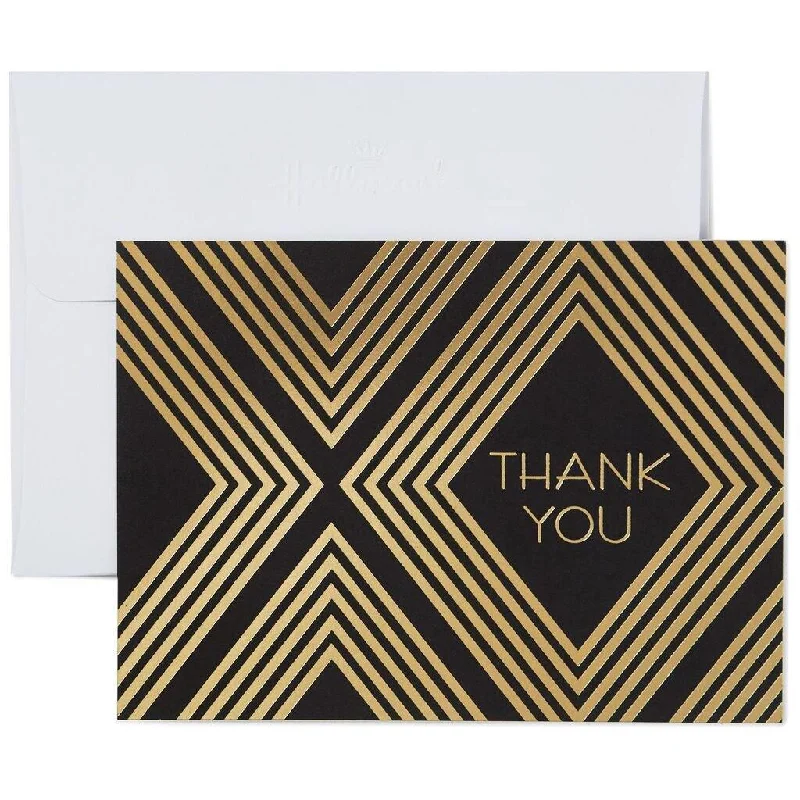 Hallmark : Classic Black and Gold Thank You Notes, Box of 10