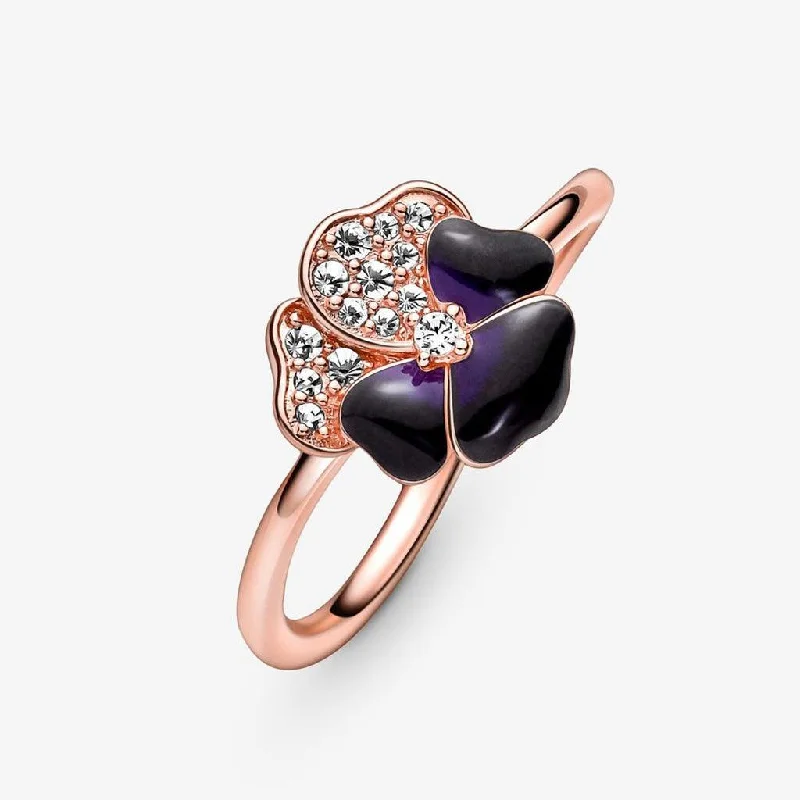 PANDORA : Deep Purple Pansy Flower Ring