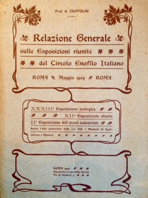 (Wine - Italy) Ciuffolini, Prof. A. Relazione Generale sulle Esposizione Riunite del Circolo Enofilo Italiano.