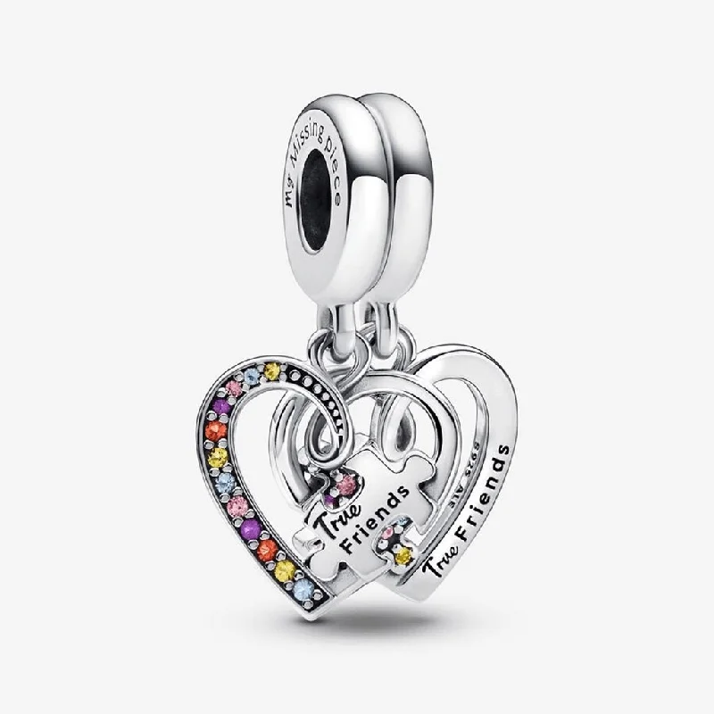 PANDORA : Puzzle Piece Hearts Splittable Friendship Dangle Charm